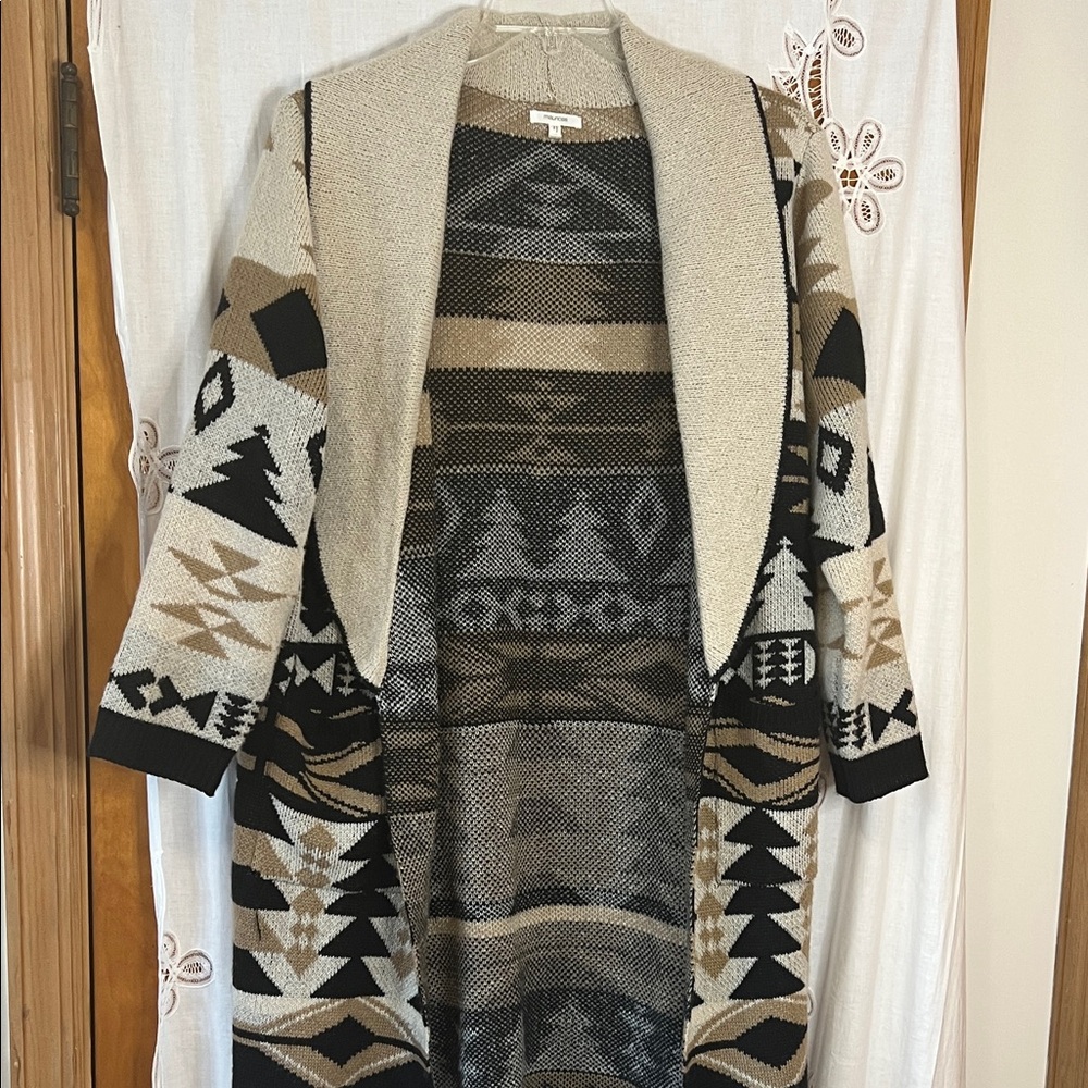 Maurices Beige Black Patterned Cardigan 1X
